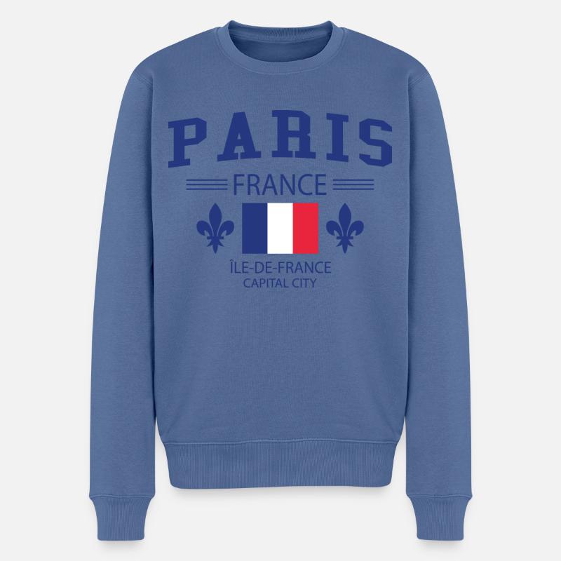 Paris - Pull Premium bio Homme - bleu pigeon
