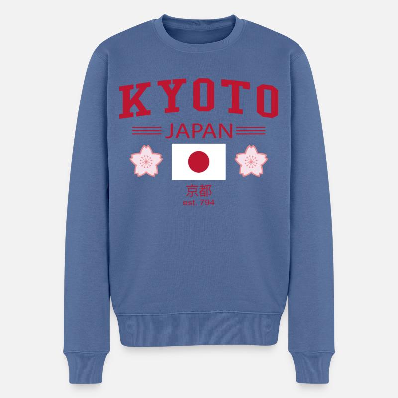 Kyoto - Männer Premium Bio Pullover - Taubenblau