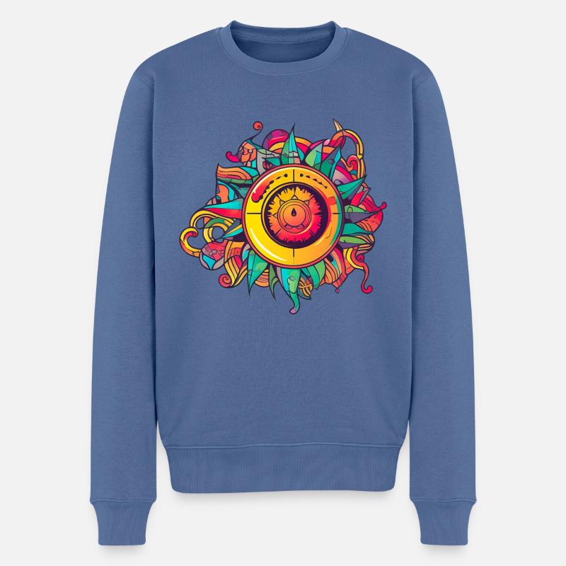 Trippige Zeichnung - Männer Premium Bio Pullover - Taubenblau