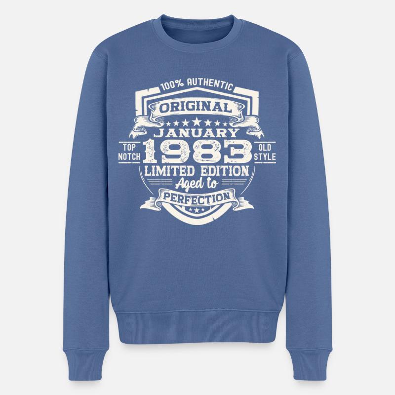 Jahrgang 1983 Januar 40. Geburtstag Geschenk Mann - Männer Premium Bio Pullover - Taubenblau