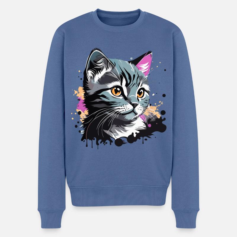 süsses Kätzchen, Katze - Männer Premium Bio Pullover - Taubenblau