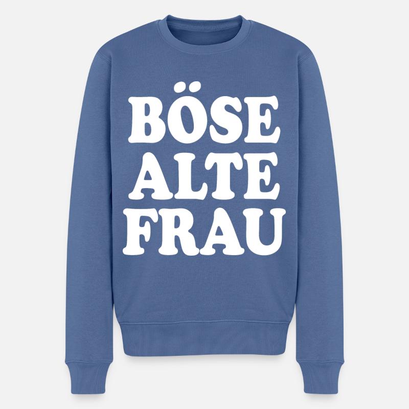 Böse alte frau - Männer Premium Bio Pullover - Taubenblau