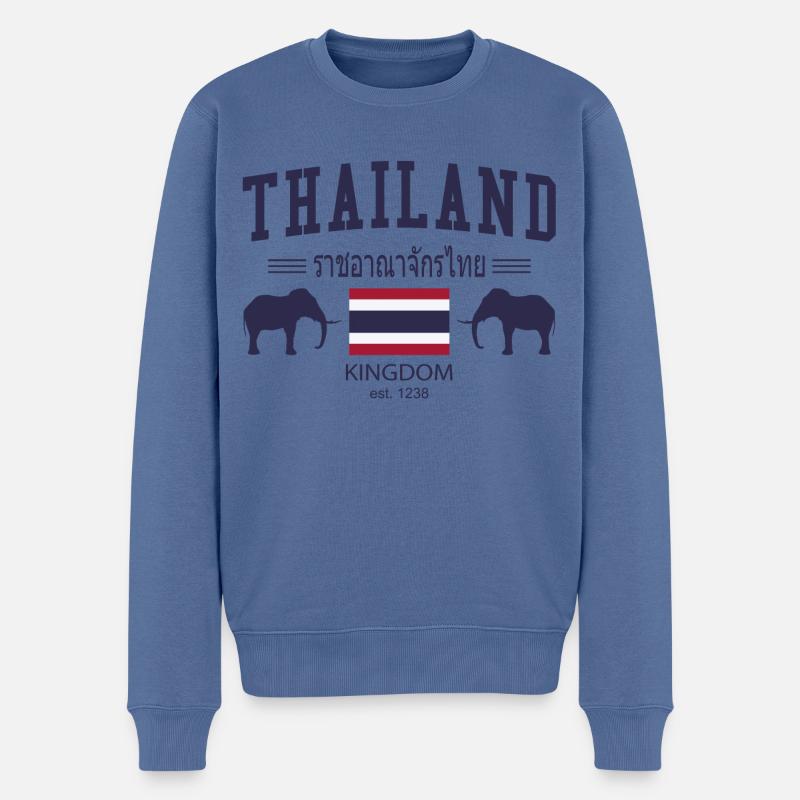 Thailand - Männer Premium Bio Pullover - Taubenblau