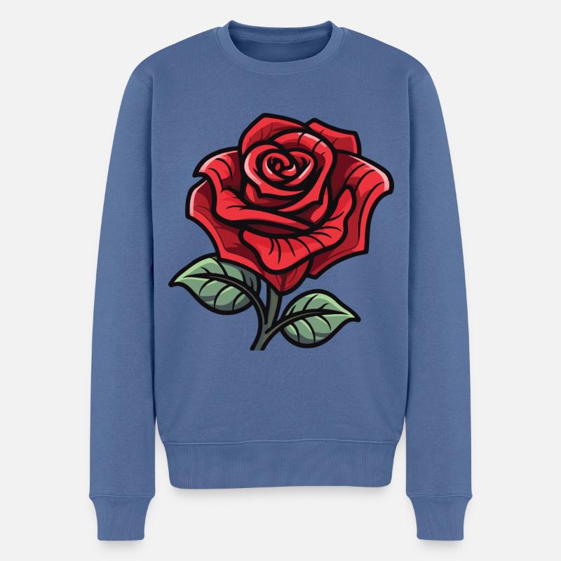 Rose Symbol Liebe - Männer Premium Bio Pullover - Taubenblau