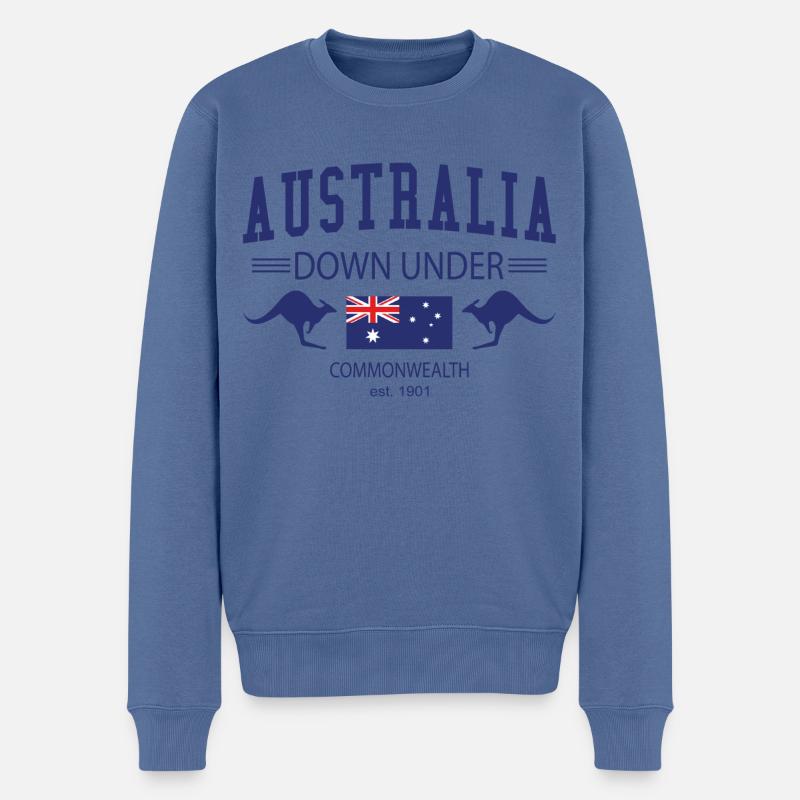 Australia - Männer Premium Bio Pullover - Taubenblau