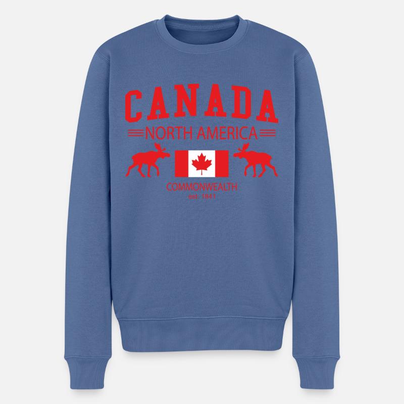 Canada - Männer Premium Bio Pullover - Taubenblau