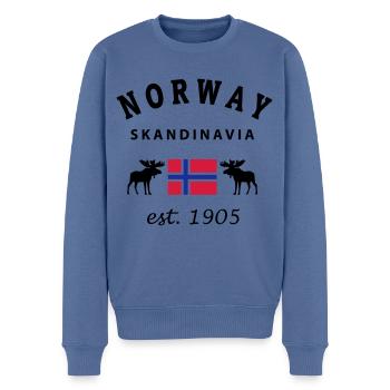 Norway - Männer Premium Bio Pullover - Taubenblau - Vorne - Nico (187cm)