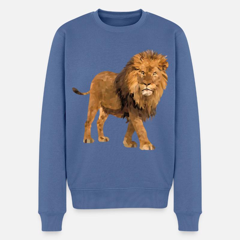 Löwen Design - Männer Premium Bio Pullover - Taubenblau