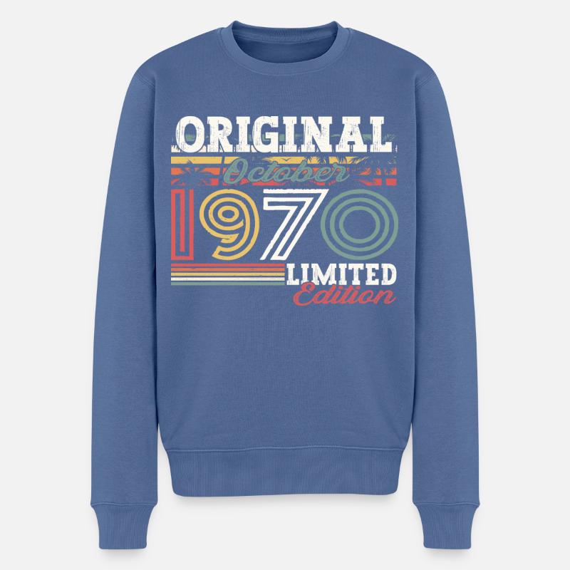 Original Oktober 1970 52. Geburtstag Geschenk Cool - Männer Premium Bio Pullover - Taubenblau