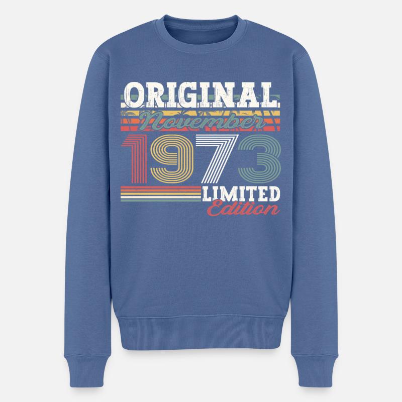Original November 1973 49. Geburtstag Geschenk - Männer Premium Bio Pullover - Taubenblau