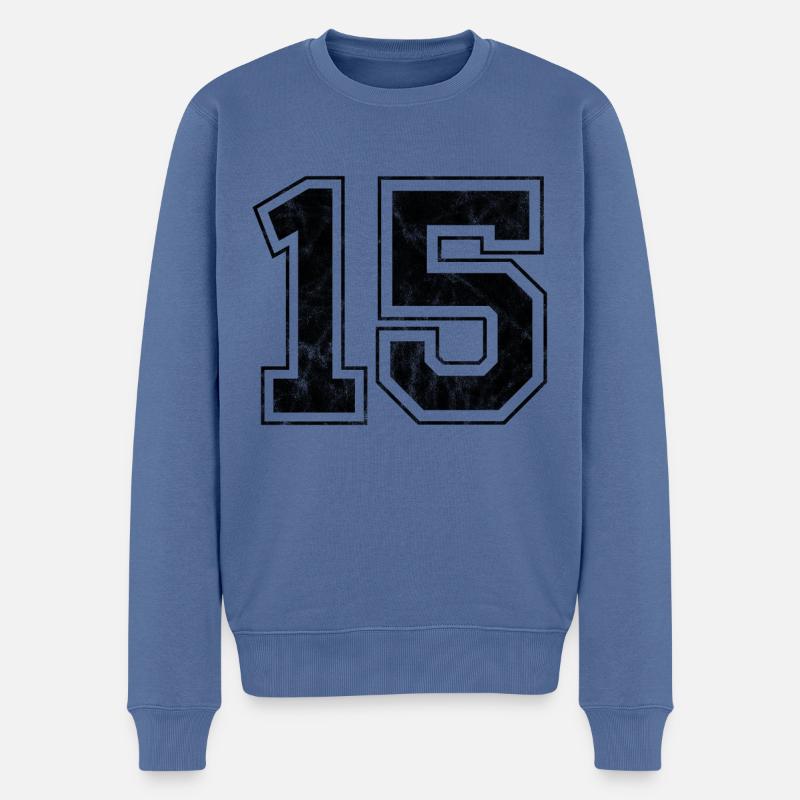 Numéro 15 - Pull Premium bio Homme - bleu pigeon