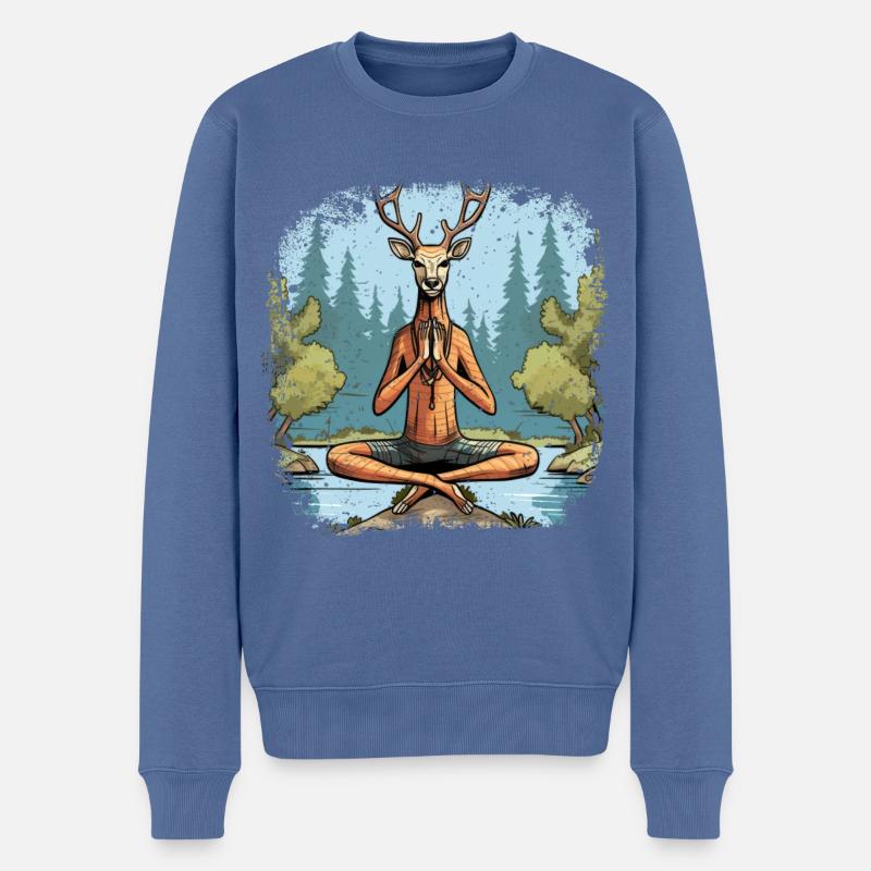 Hirsch Yogi - Pull Premium bio Homme - bleu pigeon