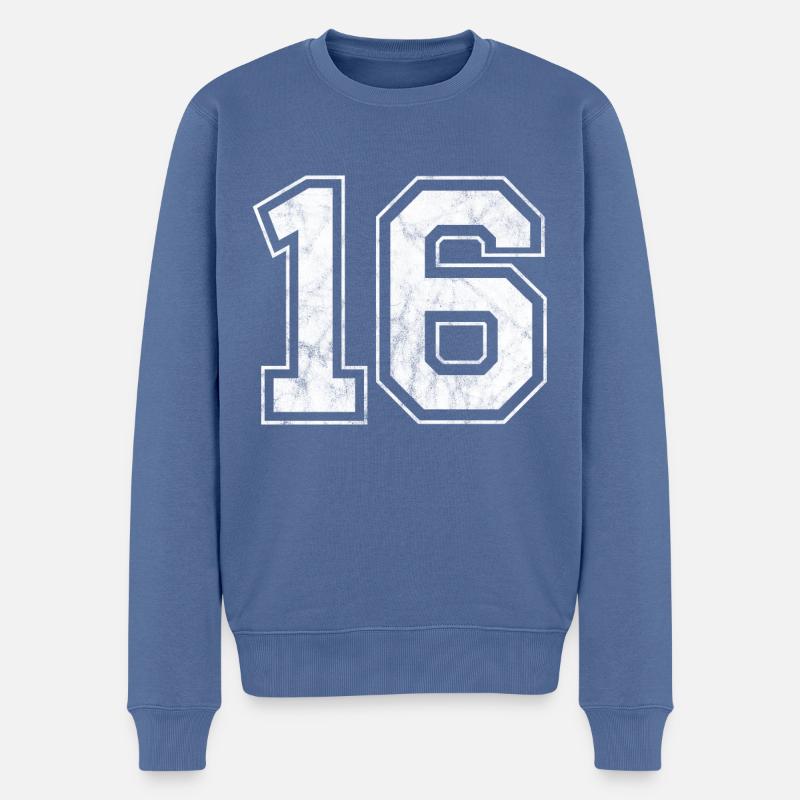 Numéro 16 - Pull Premium bio Homme - bleu pigeon