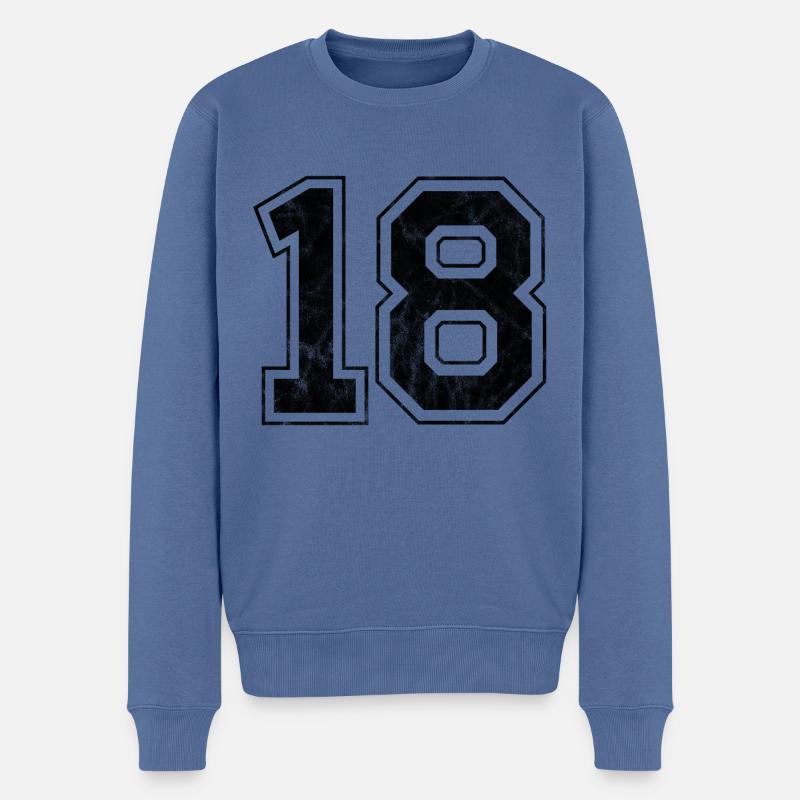 Numéro 18 - Pull Premium bio Homme - bleu pigeon