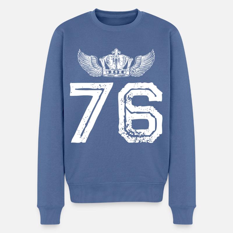 76 Couronne numérique - Pull Premium bio Homme - bleu pigeon