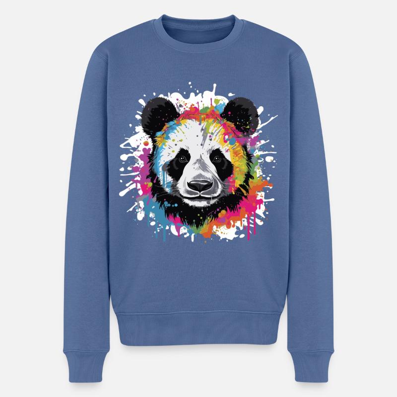 Tête Panda Pop Art - Pull Premium bio Homme - bleu pigeon