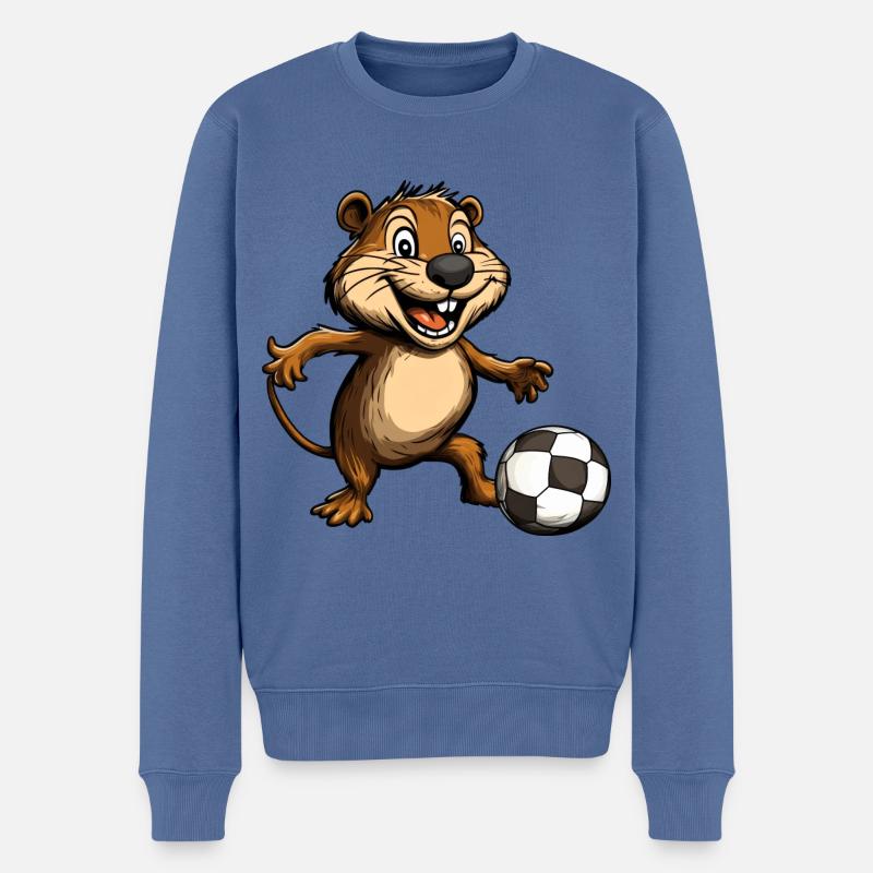 Biber Fussball - Männer Premium Bio Pullover - Taubenblau