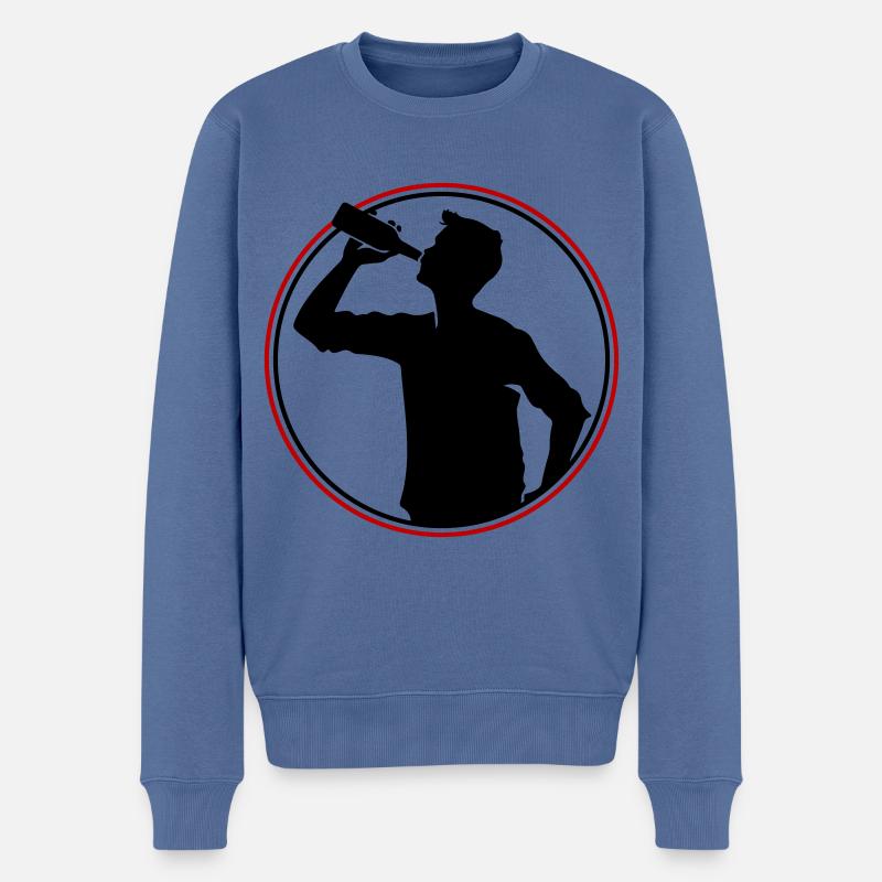 Trinker Bier Silhouette - Männer Premium Bio Pullover - Taubenblau