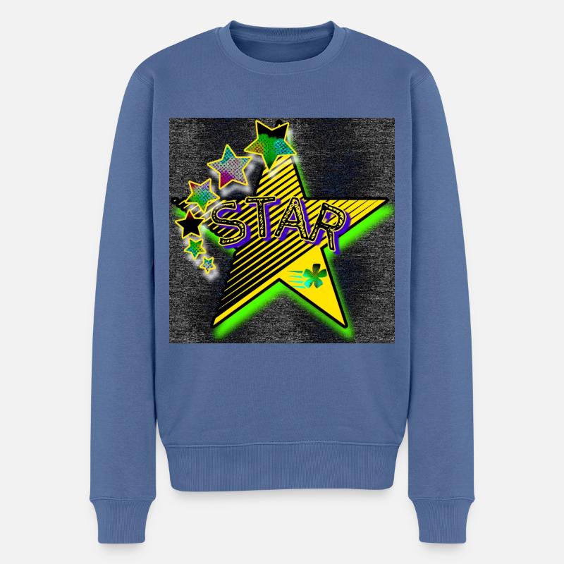 STAR - STERNCHEN - Männer Premium Bio Pullover - Taubenblau