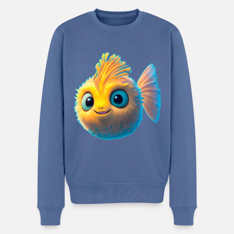 mignon bébé poisson-globe - Pull Premium bio Homme - bleu pigeon