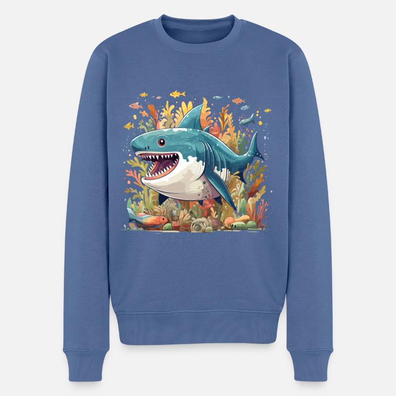 Sharky - Männer Premium Bio Pullover - Taubenblau