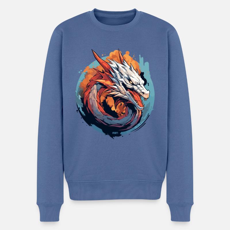 Dragon Emblem - Männer Premium Bio Pullover - Taubenblau