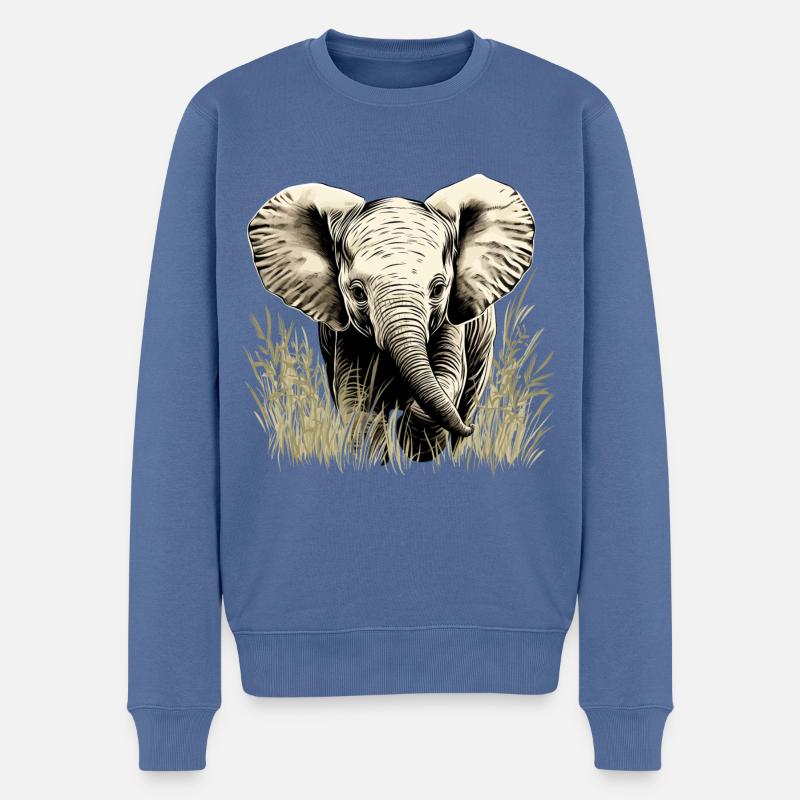 Bébé éléphant - Pull Premium bio Homme - bleu pigeon