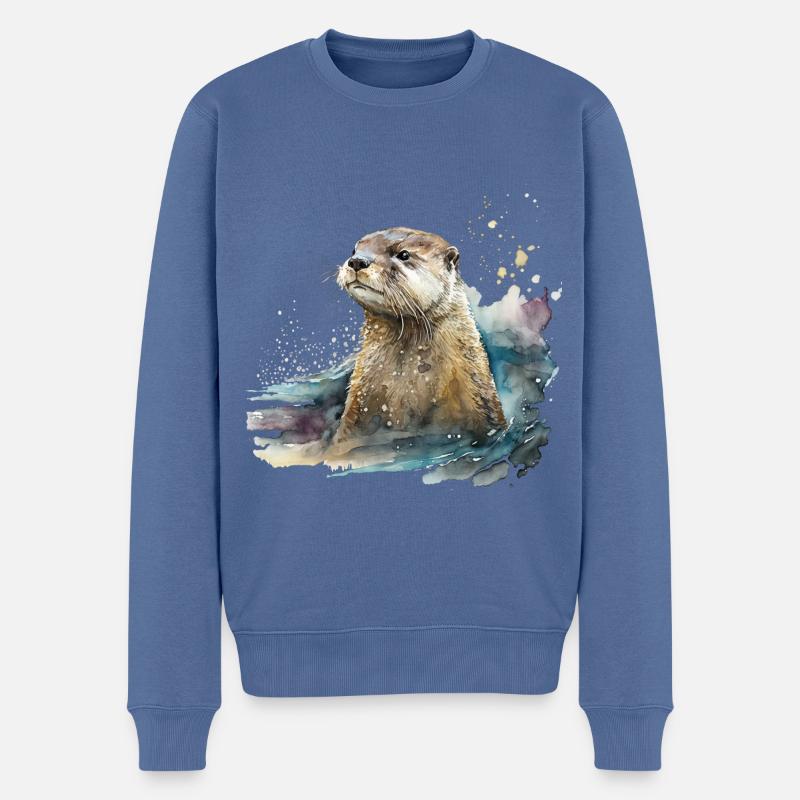 Otter - Männer Premium Bio Pullover - Taubenblau