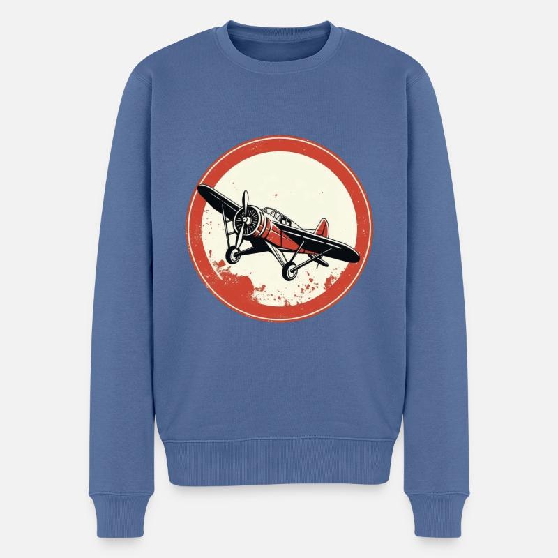 Rétro Hélice d’avion - Pull Premium bio Homme - bleu pigeon
