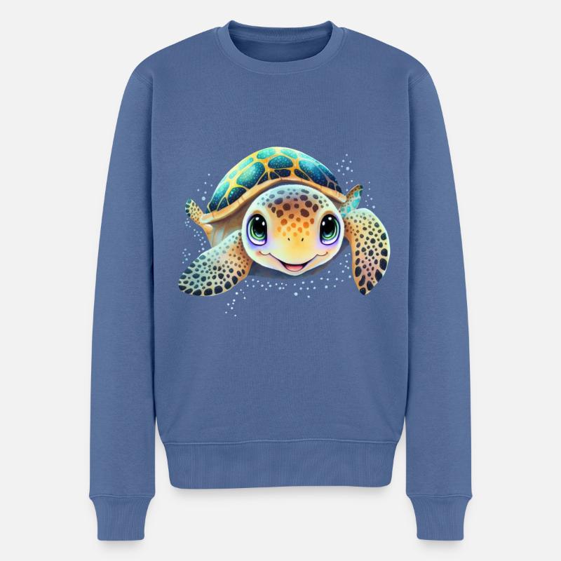 Tortue - Pull Premium bio Homme - bleu pigeon