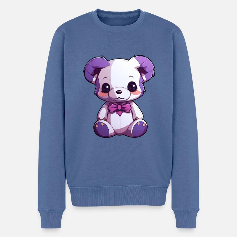 Teddy bär baby - Männer Premium Bio Pullover - Taubenblau