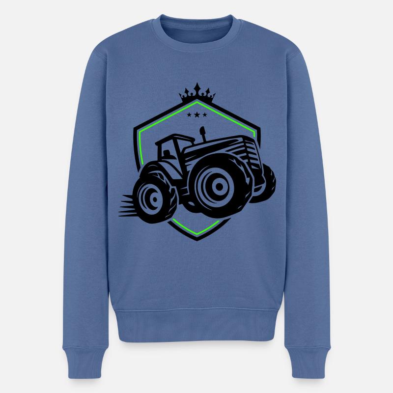 Traktor Silhouette Landwirtschaft - Männer Premium Bio Pullover - Taubenblau