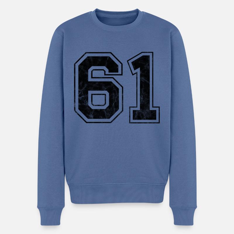 Anzahl 61 - Männer Premium Bio Pullover - Taubenblau