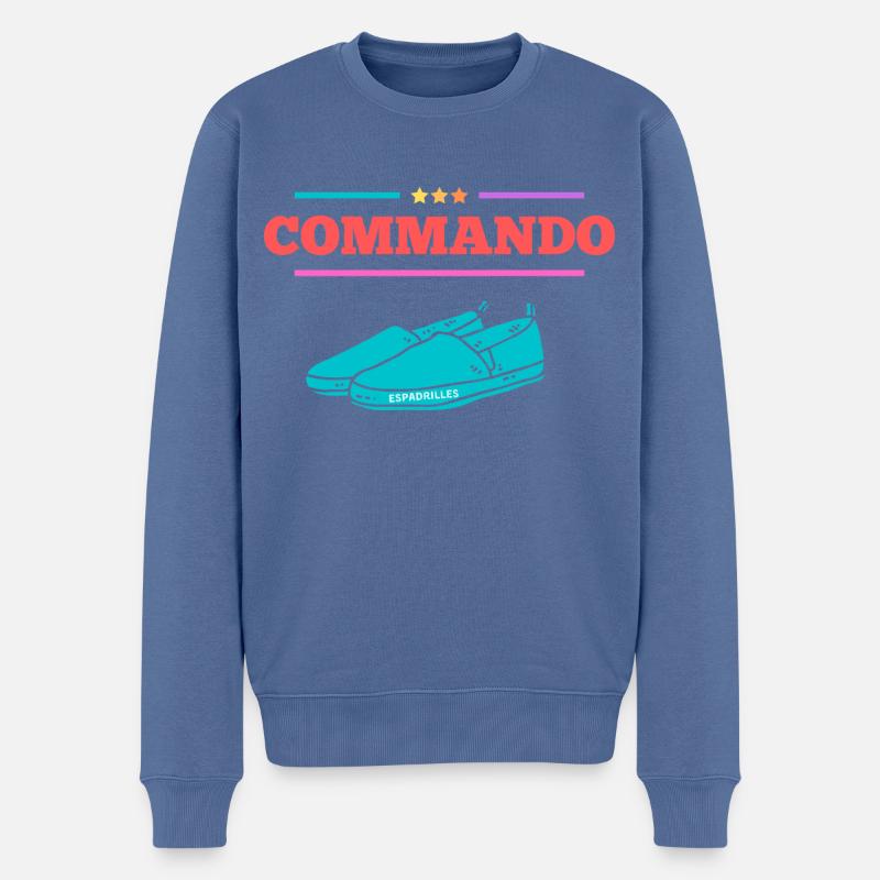 Commando Espadrille - Männer Premium Bio Pullover - Taubenblau