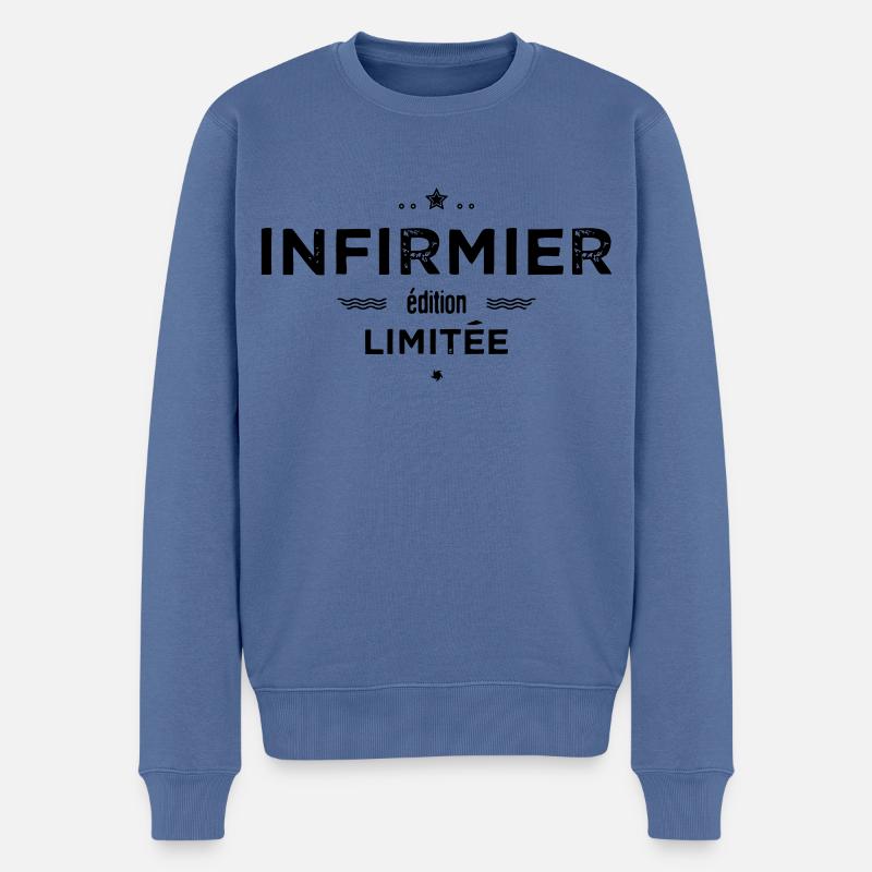 INFIRMIER EDITION LIMITEE - Pull Premium bio Homme - bleu pigeon