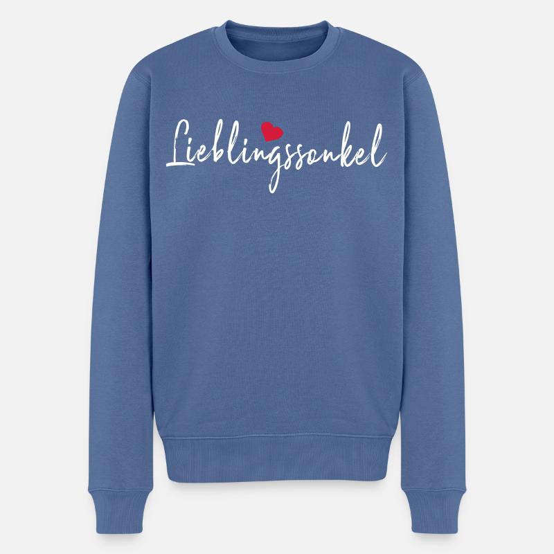 Lieblingsonkel weiß - Männer Premium Bio Pullover - Taubenblau