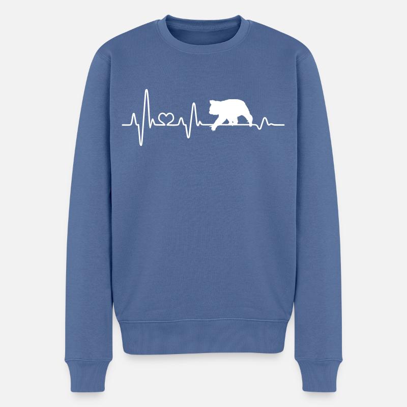 Koala EKG Herzschlag Australien Koalas Herz Liebe - Männer Premium Bio Pullover - Taubenblau