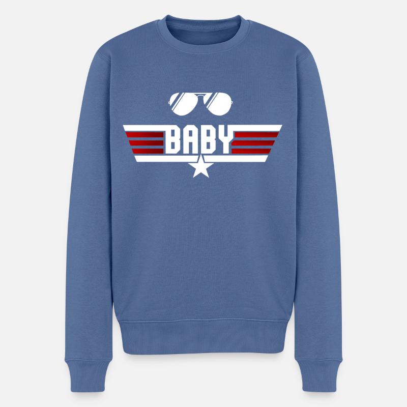 Baby-Kampfpilot - Männer Premium Bio Pullover - Taubenblau
