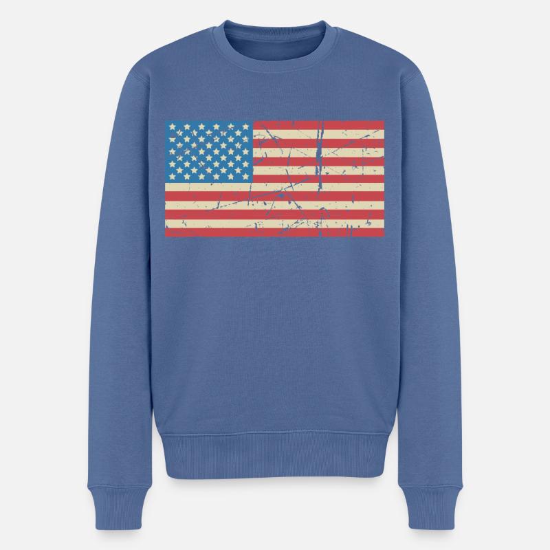 Drapeau vintage des États-Unis - Pull Premium bio Homme - bleu pigeon