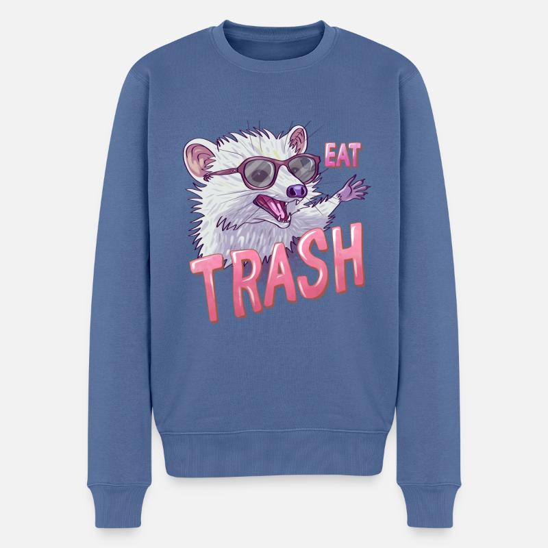 Trashy Opossum - Männer Premium Bio Pullover - Taubenblau