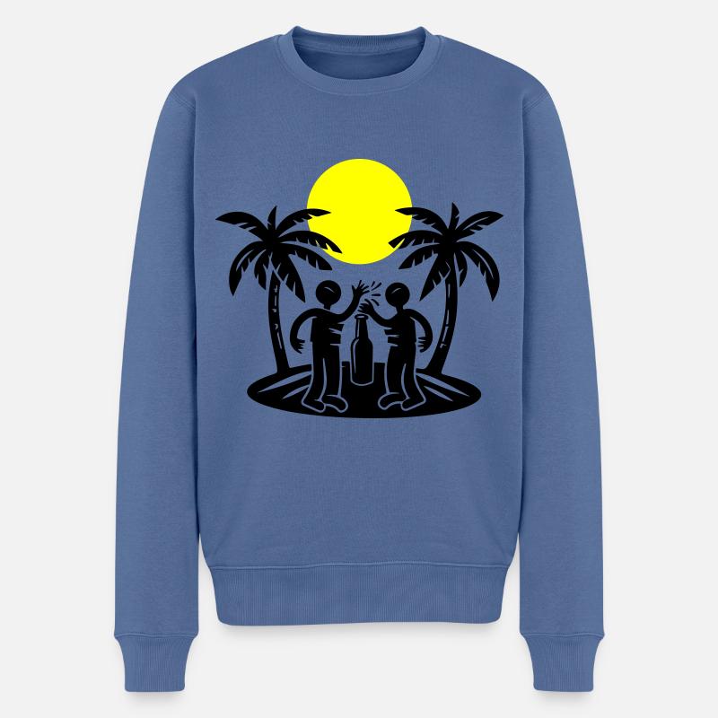 Insel Strand Party Drinking - Männer Premium Bio Pullover - Taubenblau