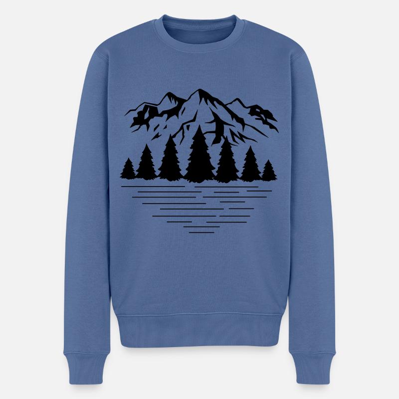 Berge - Männer Premium Bio Pullover - Taubenblau