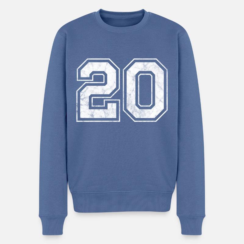 Numéro 20 - Pull Premium bio Homme - bleu pigeon