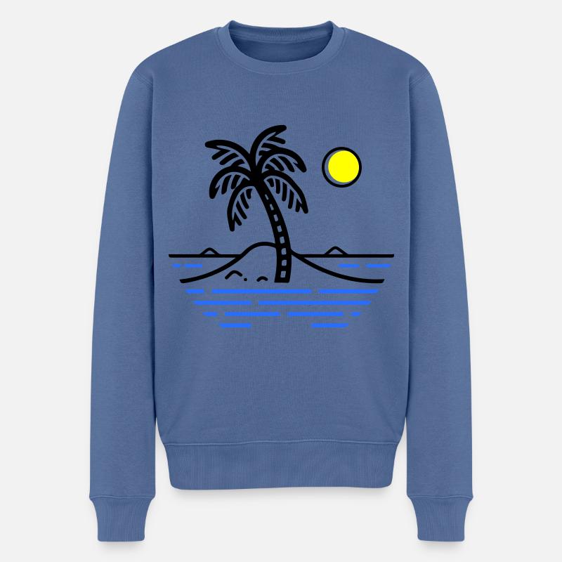 Île des Palmiers - Pull Premium bio Homme - bleu pigeon