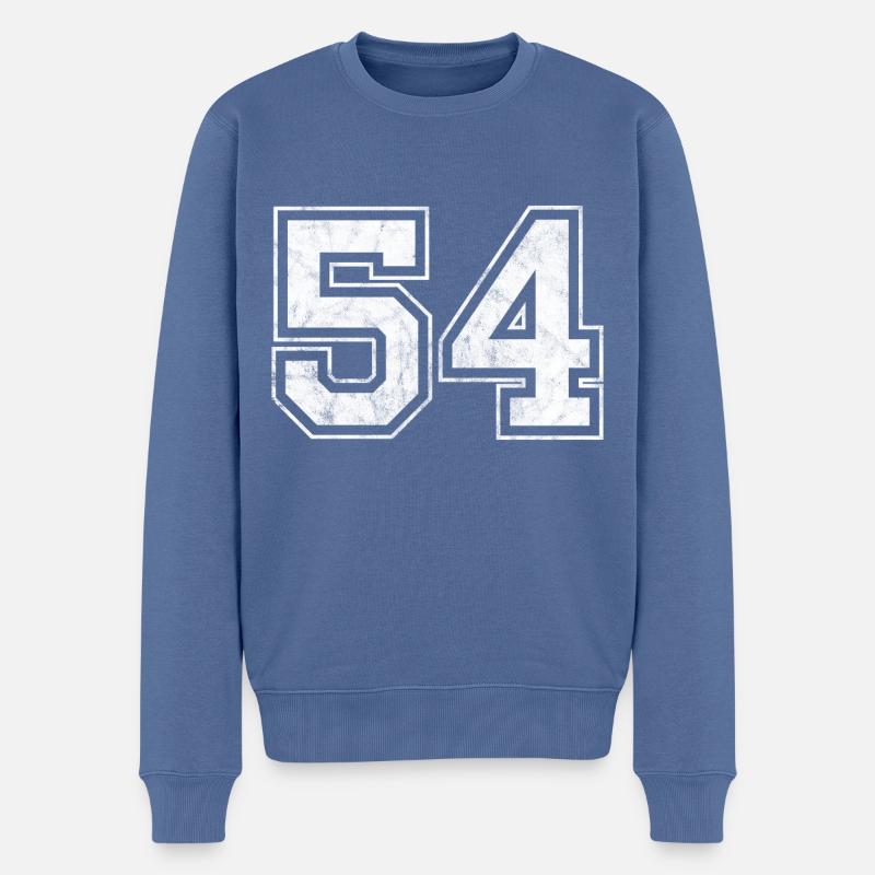 Anzahl 54 - Männer Premium Bio Pullover - Taubenblau