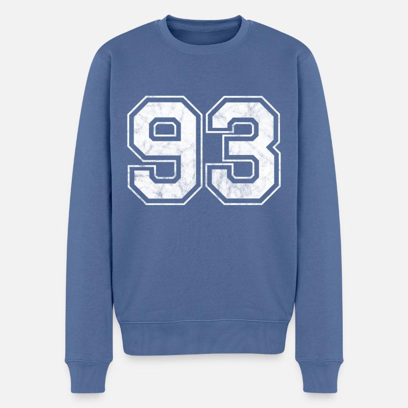 Anzahl 93 - Männer Premium Bio Pullover - Taubenblau