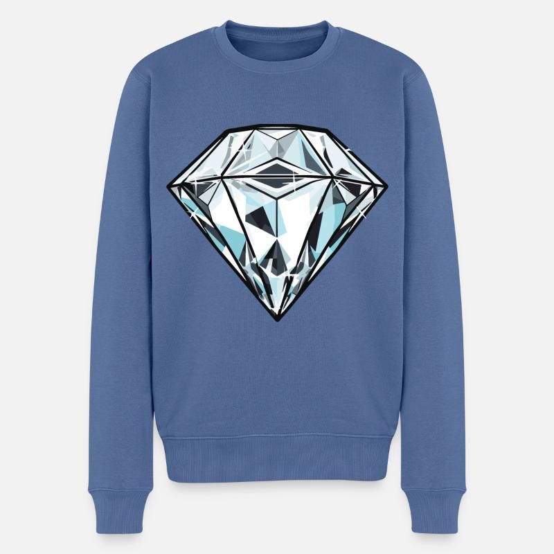 Bijou en diamant - Pull Premium bio Homme - bleu pigeon