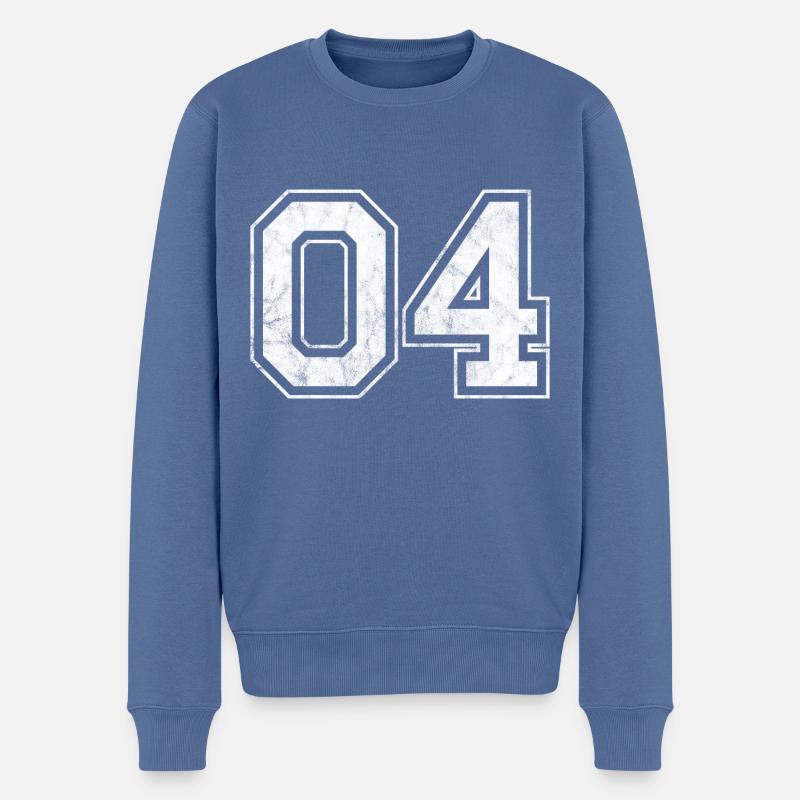 Anzahl 04 - Männer Premium Bio Pullover - Taubenblau