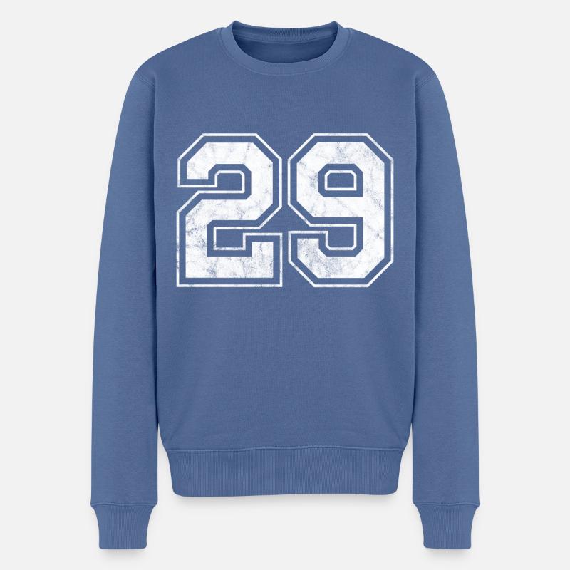 Anzahl 29 - Männer Premium Bio Pullover - Taubenblau