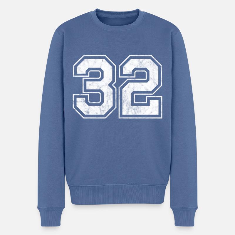 Anzahl 32 - Männer Premium Bio Pullover - Taubenblau